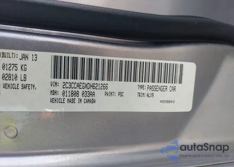 2013 Chrysler 300C z USA, uszkodzony, nr VIN 2C3CCAEGXDH621266